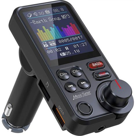 Transmetteur Bluetooth de voiture, adaptateur d'autoradio Bluetooth à écran couleur de 1,8" avec mic (1/5)