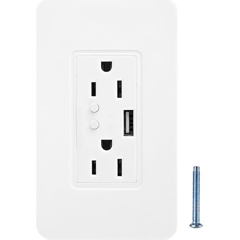 Prises murales intelligentes WiFi USB avec commande vocale pour Google Home Alexa, 90-125V, prises de courant murales compatibles (1/5)