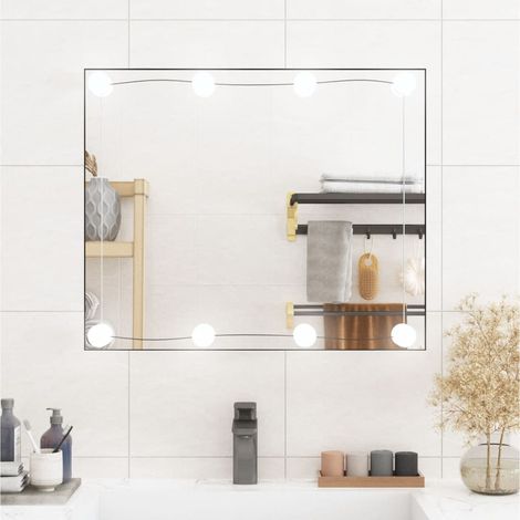 Miroir Mural avec lumières LED, Miroir de maquillage, Miroir suspendu pour Vanité, Salle de Bain, Salon Chambre 50x60 cm verre rectangulaire KIM3012 (1/5)