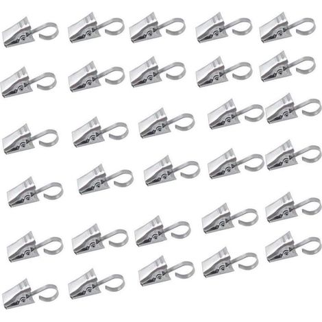 Lot de crochets en acier inoxydable avec clip pour rideau de douche, décoration de la maison, argent. 50 (1/5)