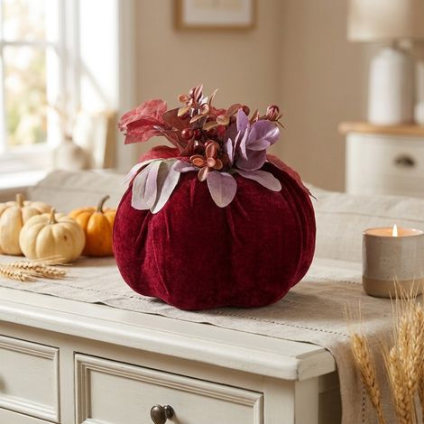 Deep Red Decorative Foliage Pumpkin (1/2)