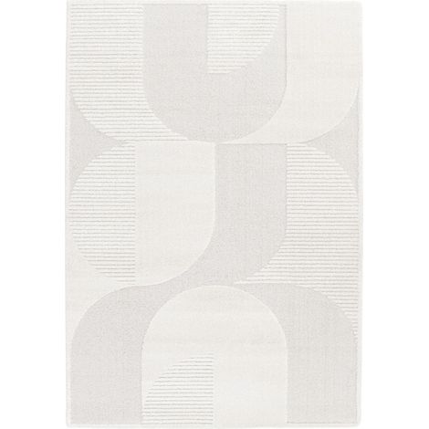 DESIGN OPTIQUE - Tapis doux à relief géométrique blanc 200x290 (1/5)