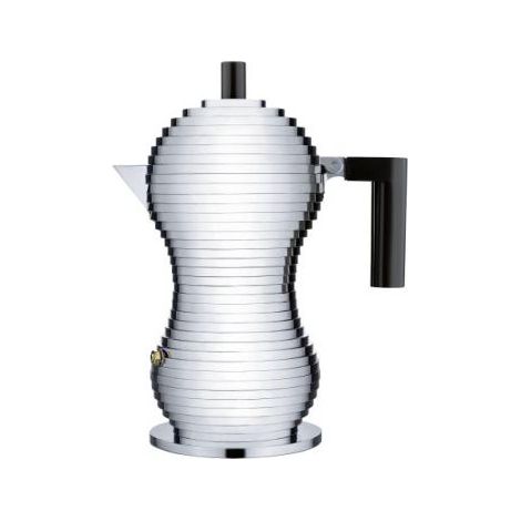 Alessi Pulcina MDL02/3 B Cafetière Espresso en Alliage d'Aluminium, 3 Tasses, Noir