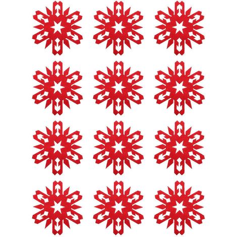Lot de 12 dessous de tasse de Noël en feutrine, en forme de flocon de neige, pour la maison-10X10CM-Red