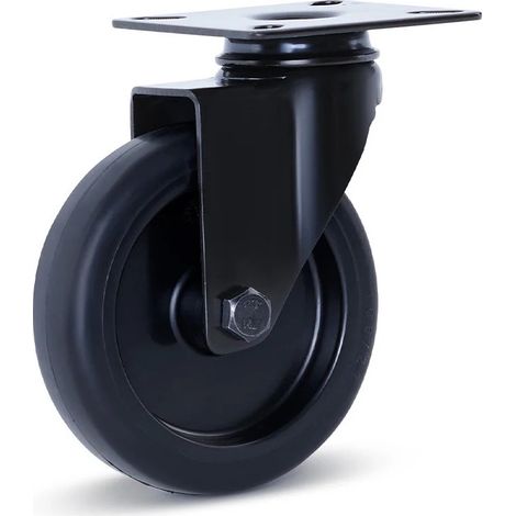 Roulette pivotante - MESO - Meuble noire - Platine - 100mm - 90kg (1/2)