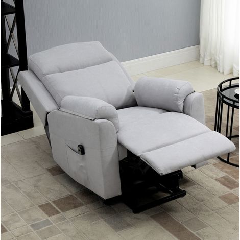 Sillón elevador eléctrico reclinable con reposapiés gris claro 83 x 89 x 102 cm OKWISH (1/5)