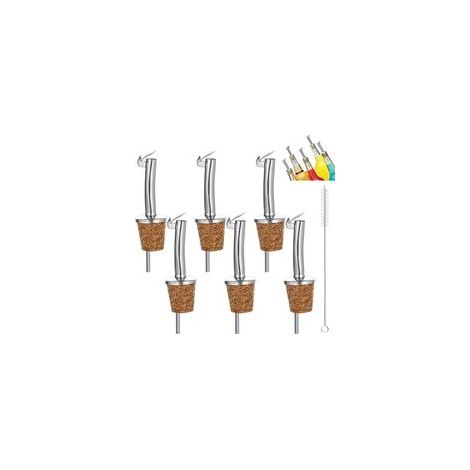 6X Bouteille Verseur Liège avec Couvercle Verseur Bouteille Huile Verseur Spiritueux Vin Huile Liqueur Vinaigre - Accessoires de Cuisine