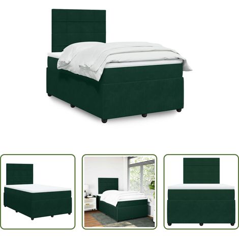 Matratze - Boxspringbett mit Matratze Dunkelgrün 120x190 cm Samt (1/5)