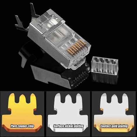 Lot de 20 connecteurs RJ45 blindés métalliques CAT7 pour câble Ethernet (1/5)