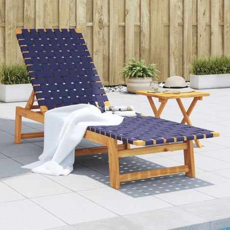 vidaXL Lettino Prendisole Blu Scuro Legno Massello di Acacia e