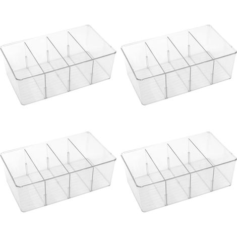 4 boîtes de rangement plastique avec séparateurs et couvercles, cuisine, réfrigérateur (1/3)