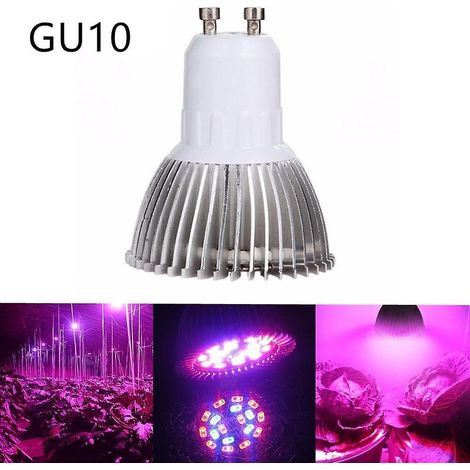 Lampe horticole d'intérieur à 18 LED, ampoule GU10 de 8 W pour la culture hydroponique ou en serre (12 rouges et 6 (1/4)
