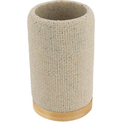 Vaso redondo de poliresina con malla y efecto bambú - natural - Tendance (1/2)