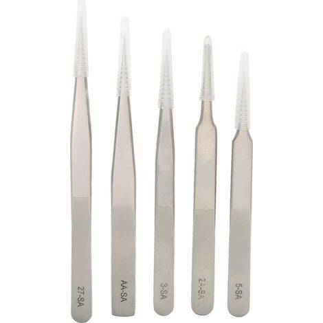 Ensemble de pinces antimagnétiques en acier inoxydable, trempées et à haute élasticité (1/5)