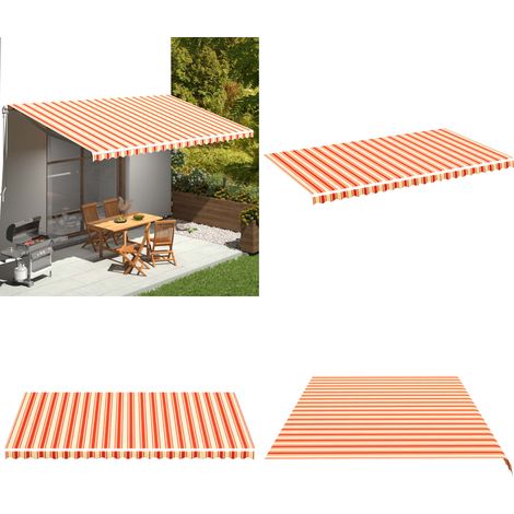 Tissu de remplacement pour auvent Jaune et orange 6x3,5 m - Tissus D'ombrage - Auvent De Jardin - Toile D'auvent - Parasol De Jardin - Protection Solaire - Home & Living (1/5)