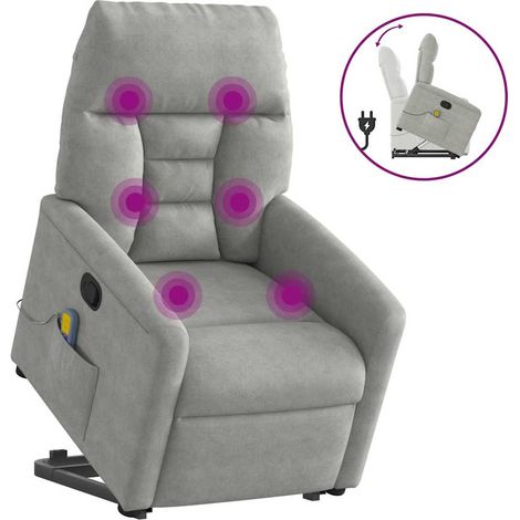 Fauteuil releveur électrique massant inclinable microfibre gris clair 72 x 90 x 99 cm (1/5)