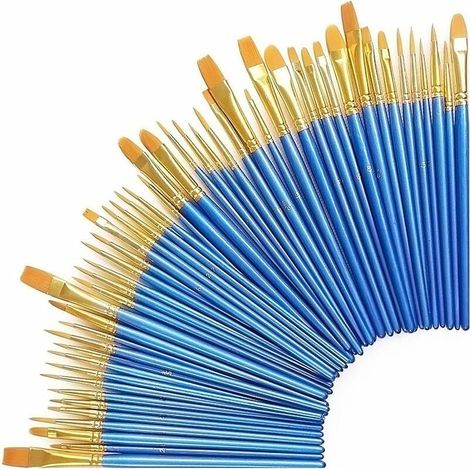 Pinceau d’art, Lot de 50 Peinture Brosse et Pinceau Professionnel pour Peinture Acrylique, à l'Huile, Gouache (50 Pcs) (1/5)