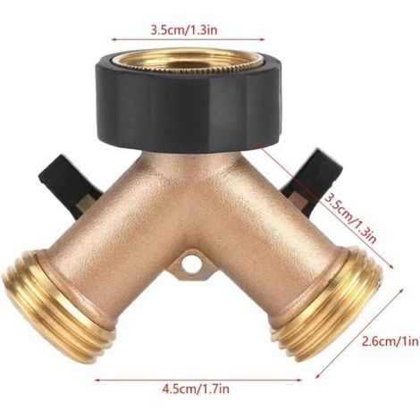 EU-Wasserhahnadapter – Doppelanschluss aus Messing – Absperrventil – Für Gartenbewässerung (1/5)