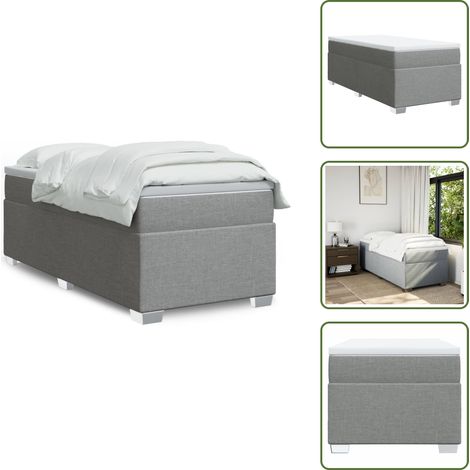 Boxspringbett mit Matratze Hellgrau 90x200 cm Stoff - Boxspringbett - Betten - Schlafsysteme - Doppelbett - Einzelbett (1/5)