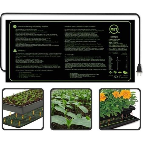 SABIR Station de Germination Durable imperméable à l'eau, Tapis de Chauffage, Tapis de Chauffage hydroponique Chaud pour Tapis de Plante de Reptile, 20x10in (1/5)