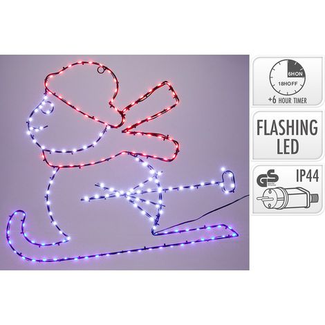 Figura led decorativa muñeco de navidad, multicolor, uso exterior, 172 leds, 53 x 45 cm
