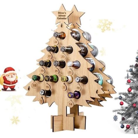 Porte-Bouteilles - Calendrier De Lavent En Bois - Pour 24 Bouteilles - 40 X 30 Cm (1/4)