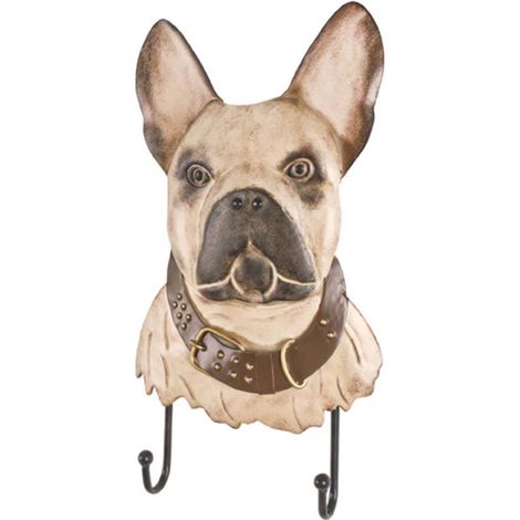 Patère Murale 2 Crochets "Bouledogue" 36cm Beige