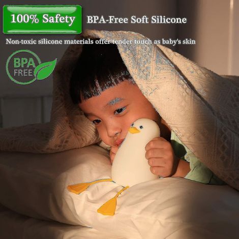 Filiyano – lampe de chevet en – Veilleuse pour enfants, lampe de chevet en silicone en forme de mouette, idéale pour la chambre d'enfant, ABS +