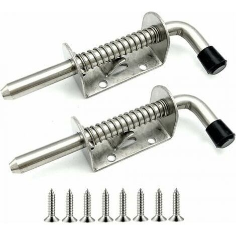 YMYNY 2Pcs Stainless Steel Spring Loaded Latch Bolt for Garage Door Shed Yard Chicken Coop (128mm) (1/4)