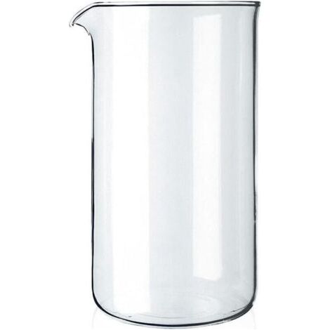 Verre à piston de rechange 8 tasses en verre borosilicate – Résistant jusqu'à 250°C – Diamètre 10 cm – Compatible cafetières 1L