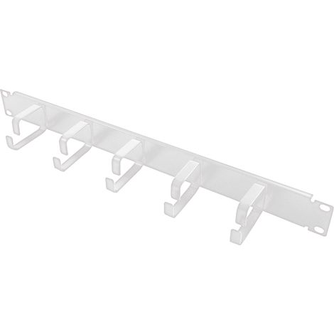 Panel de gestión de cables LogiLink de 19” 1U, 5 ganchos, acero gris claro (1/5)