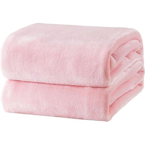 Couverture polaire rose à carreaux 150 x 200 cm - Couverture douce et chaude pour le lit ou le canapé (1/4)