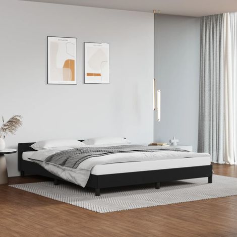 Lit double,Lit adulte,Cadre de lit avec tête de lit Noir 180x200 cm Similicuir546659 (1/5)