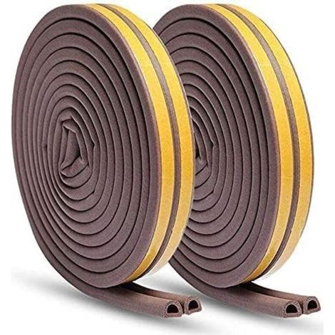 Sealing strips for doors and windows, self-adhesive foam sealing strips, windproof and soundproof (brown, 5 m x 2, type D) (1/5)