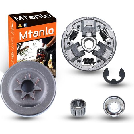 3/8"-7T Kit de cloche d'embrayage pignon pour Stihl MS261 MS261C MS271 MS271C MS291 MS291C MS 271 291 Pièces de kit d'embrayage de tronçonneuse avec roulement à aiguilles, rondelle, clip en E, 1121 16 (1/5)
