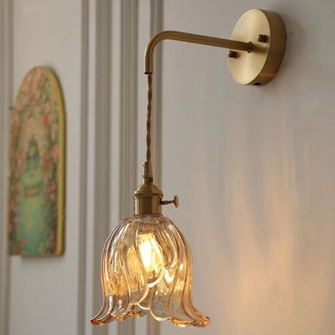 Lustre en verre ambré, applique murale, longueur de fil de suspension réglable, lampe décorative de chevet (1/5)