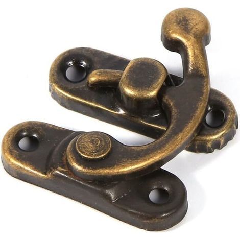 Lot de 12 verrous antiques à crochet gauche/droite avec vis.