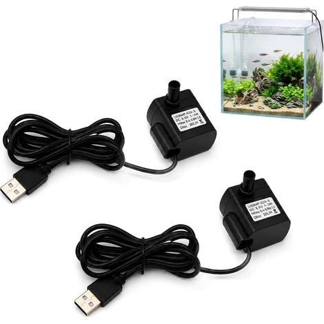 Mini Pompe à Eau Submersible 2 Pièces, 3W 200L/H Ultra-Silencieuse Pompe Aquarium avec Câble USB, Débit Réglable pour Fontaine, Étang, Hydroponie, Système d'Arrosage et Distributeur d'Eau pour Chat (1/5)