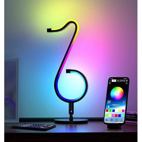 LED Lampe de Bureau Design Moderne avec Télécommande RGB Lampe de Table Dimmable Chambre Multicolore Veilleuse pour Salon, Chambre Enfants, Table de Chevet, Bar, Noir 20w 35cm [Classe énergét (1/5)