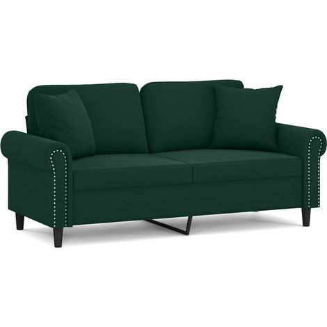Maison Exclusive - Divano a 2 Posti con Cuscini Verde Scuro 140 cm in Velluto