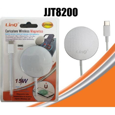 Linq - Caricabatterie Caricatore Ad Induzione Wireless Qc Magnetico 15w Type-c Jjt8200 -