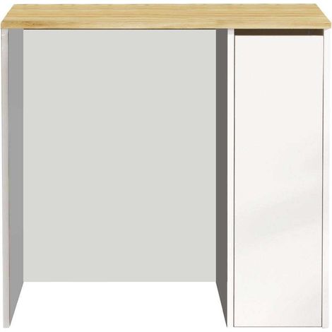 Les Tendances – Meuble bas de salle de bain 100% mélaminé – Largeur 93,5 cm – Hauteur 88,3 cm – Profondeur 60 cm – Couleur noyer et blanc (1/10)