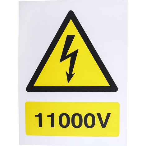 Panneau de danger, avec pictogramme : Danger Electricité " Warning 11000 Volts " ( Prix pour 1 )