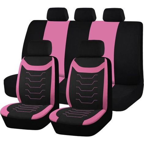 Housses de Siège Auto Complètes, Tissu Polyester Respirant, Protection Sièges Avant et Arrière, Universelles Voiture, SUV,Rose (1/5)
