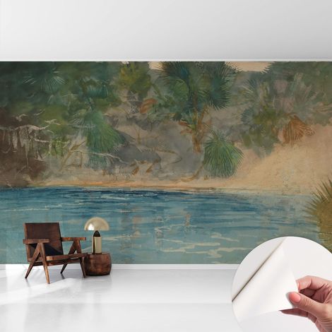 Papier peint autocollant adhésif avec motifs pour salon et chambre accessoire stylé pour votre intérieur Rive tropicale 416x254 cm (1/5)