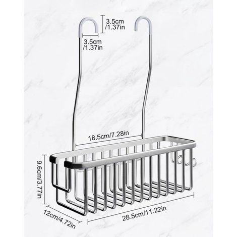 Panier de douche noir en acier inoxydable 30 cm, fond ouvert avec rangement intégré, accessoire de rangement pratique pour salle de bain (1/5)