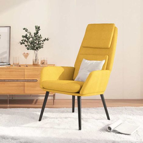 vidaXL Chaise de relaxation Jaune moutarde Tissu (1/5)