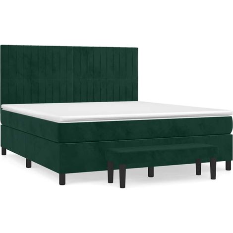 Maison Exclusive - Giroletto a Molle con Materasso Verde Scuro 180x200 cm Velluto (1/5)
