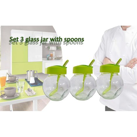 Set 3 recipientes 200ML de cristal para especias y alimentos 6 X 8 X 9 cm (1/2)