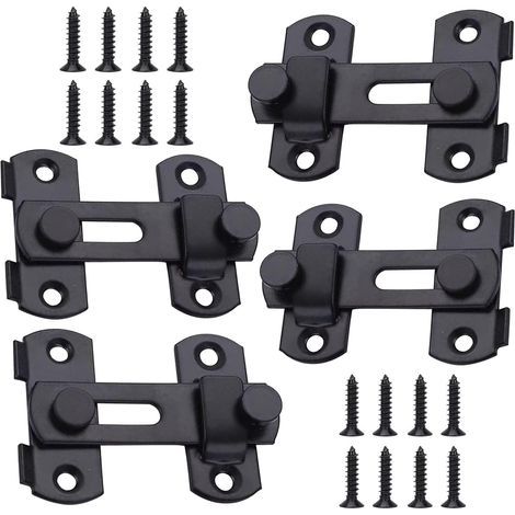 4 Pièces Verrou de Porte Coulissante Interieure, Petite Serrure de Porte Sécurité, Loquet de Porte en Acier Inoxydable, Serrure Porte en Acier Inoxydable Loquet, pour Fenêtre, Jardin et Porte (1/5)